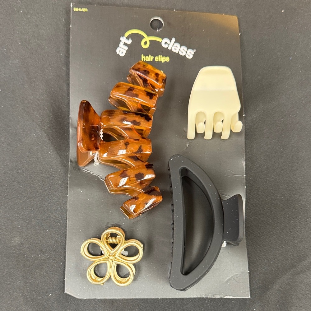 Art Class Hair Clips Set in Brown, Black, Beige and Gold 4 piece set all new